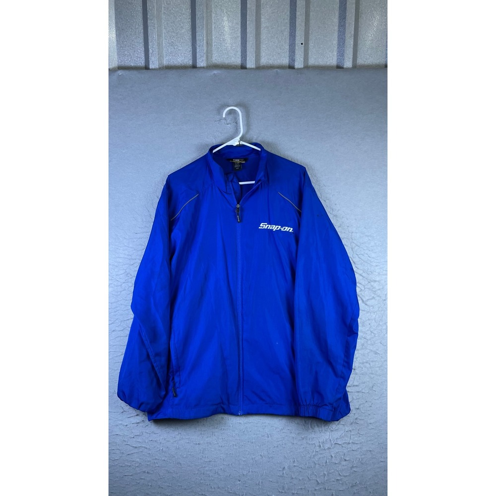 Core365 Windbreaker Jacket Mens Large Blue Good Snap-on Full Zip Reflective